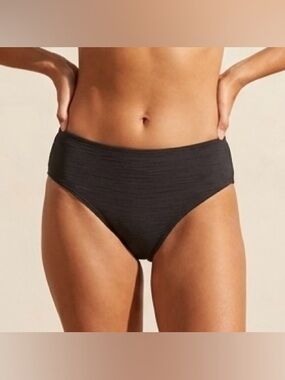 It Figures Black Textured Tummy Thinner Bikini Bottoms High Waist Size 14
